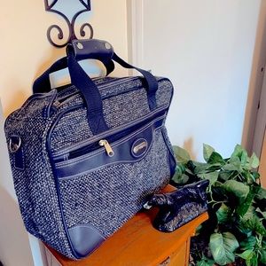 Jaguar tweed overnight case carryall Vintage EUC